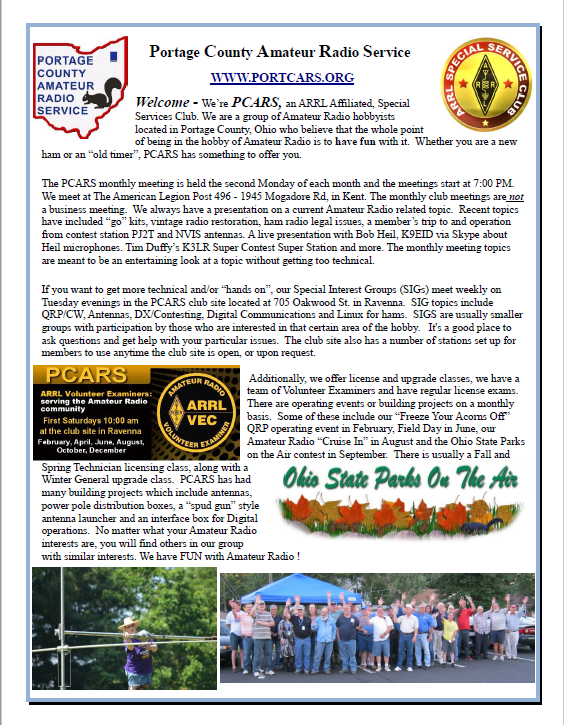 click here for the PCARS Club Flier